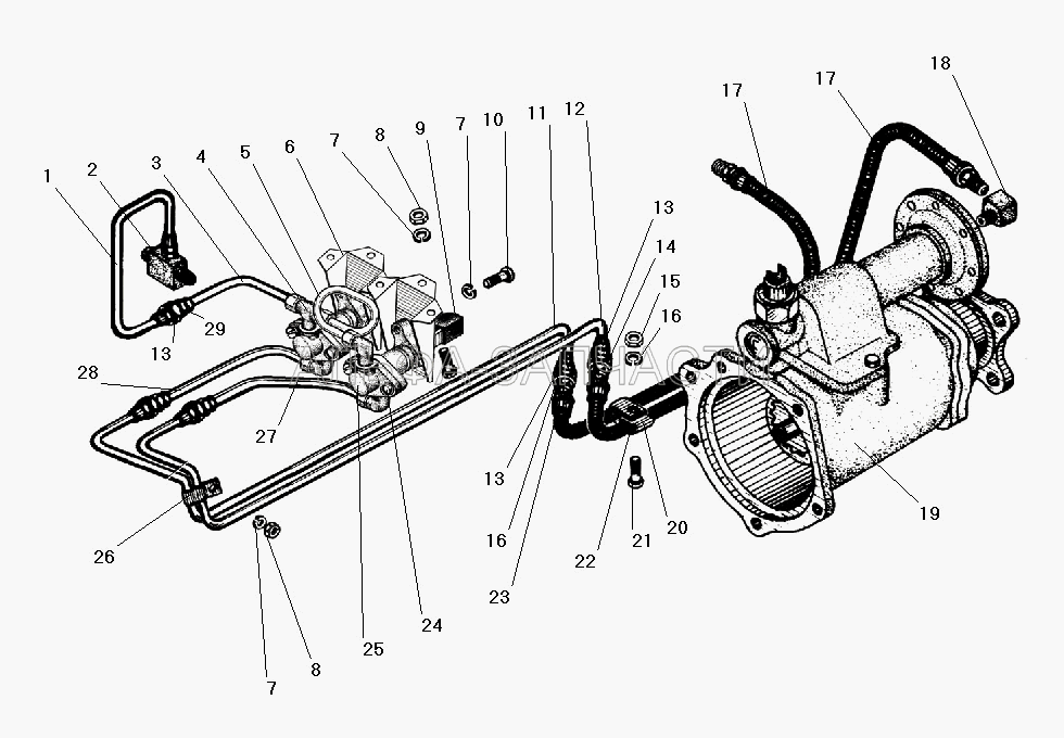 Установка пневмоуправления ДОМ, БМКД (339520-П29 Угольник М10х1 К1/8