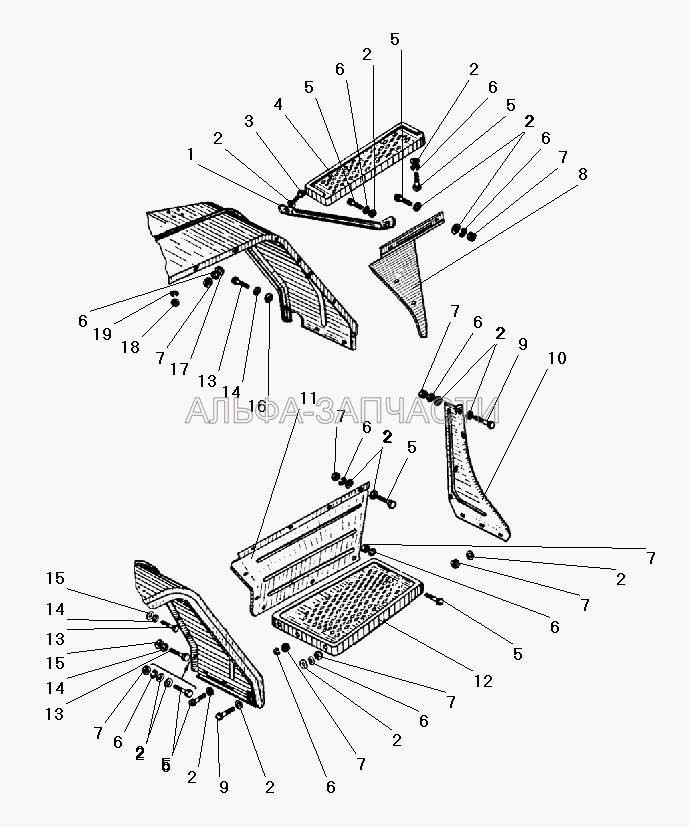 Установка правой и левой подножек (252038-П29 Шайба 8,5) 