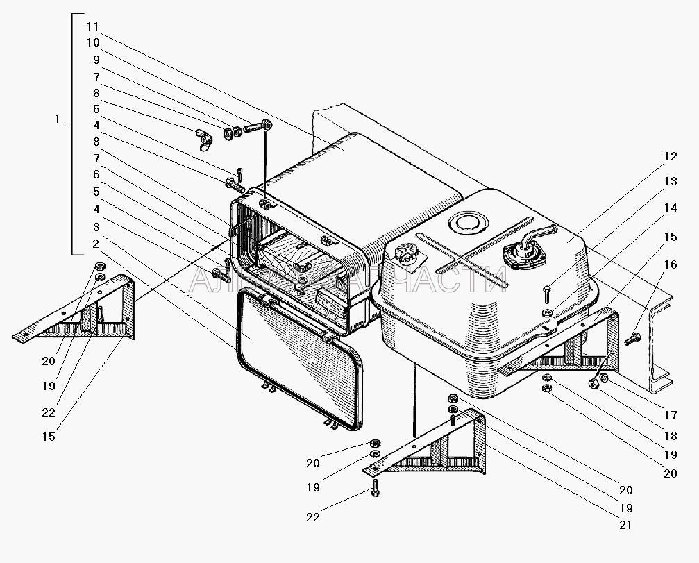 Установка инструментального ящика и масляного бака (252039-П29 Шайба 10) 