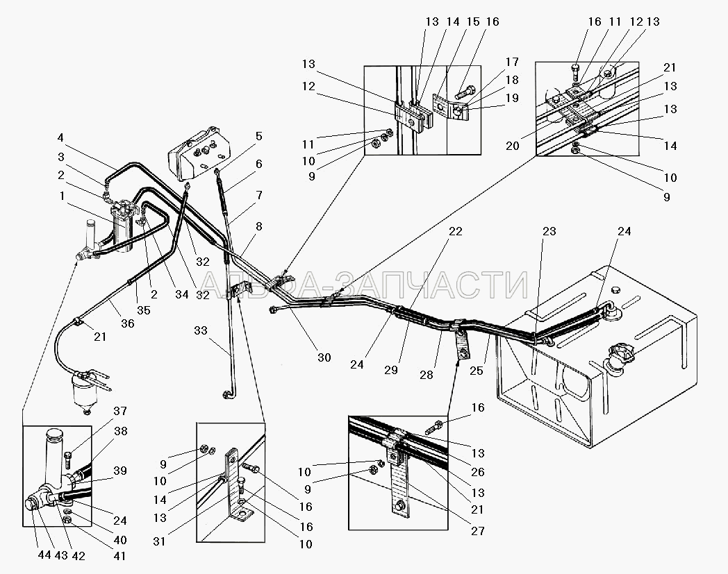 Трубопроводы и шланги системы питания (250508-П29 Гайка М6-6Н) 