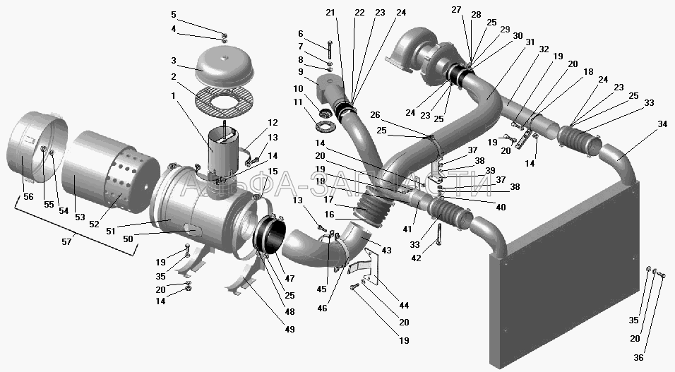 Воздухопровод с воздушным фильтром (200270-П29 Болт М8х55) 