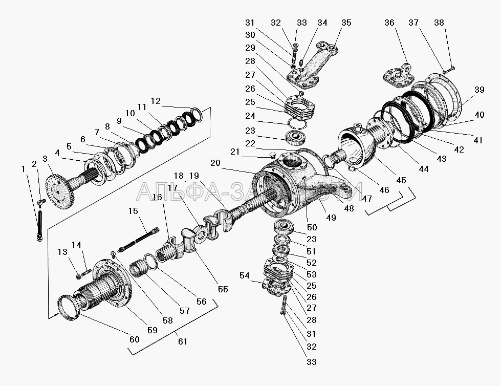 Передний мост (5557-2303070-10 Полуось внутренняя правая) 