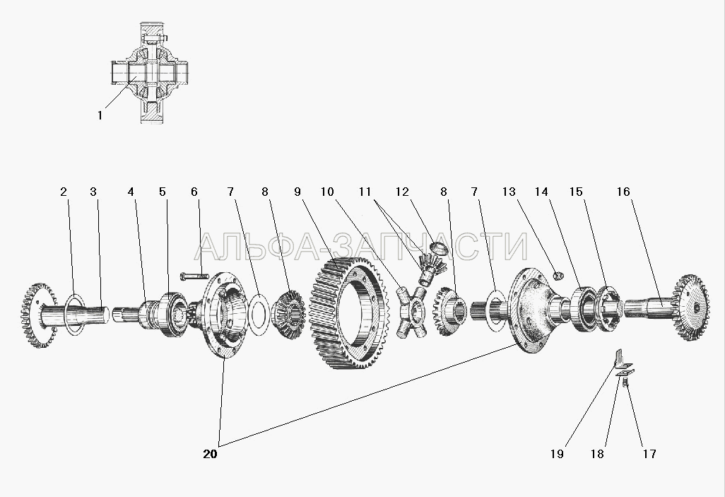 Дифференциал и полуоси среднего и заднего моста (4320-2409022 Муфта) 