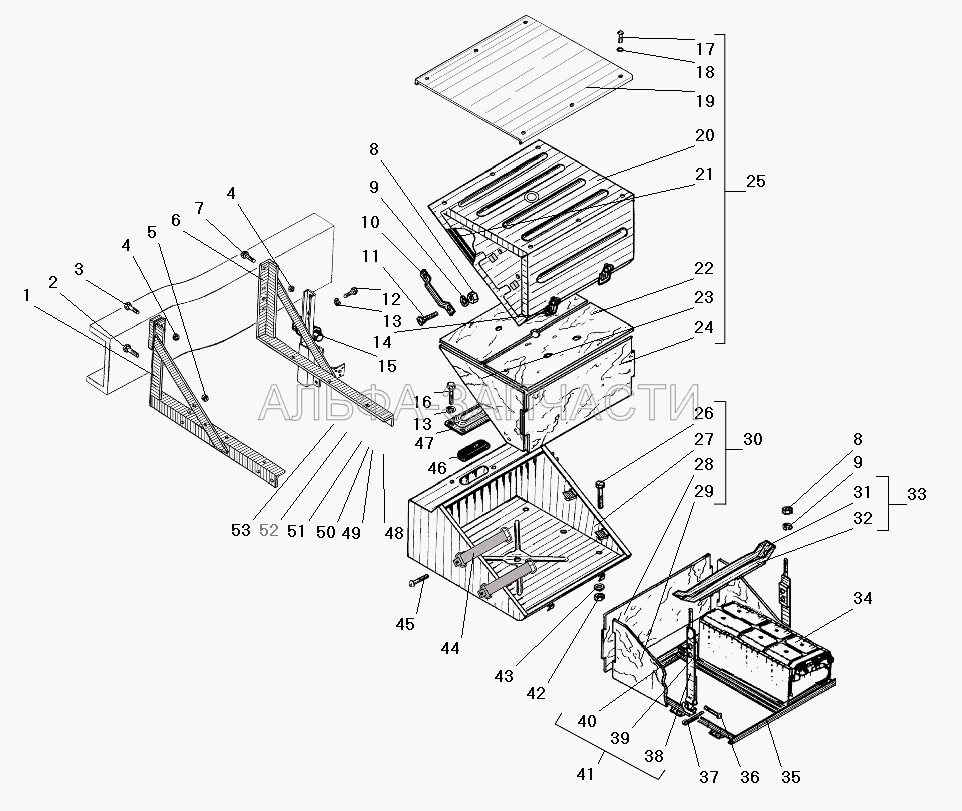 Установка контейнера аккумуляторных батарей (251648-П29 Гайка М14х1,5-6Н) 