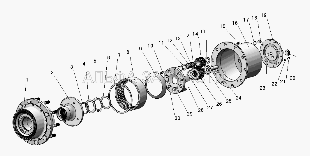 Редуктор колесный (К284027 Роликоподшипник) 