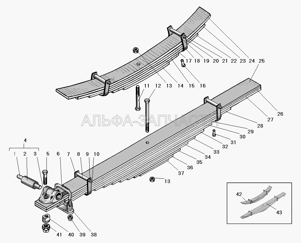 Задняя рессора (4320-2902024 Стремянка ушка) 