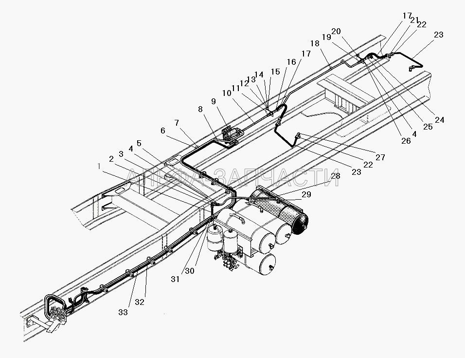 Установка стояночного тормоза (100-3518210-10 Клапан ускорительный) 