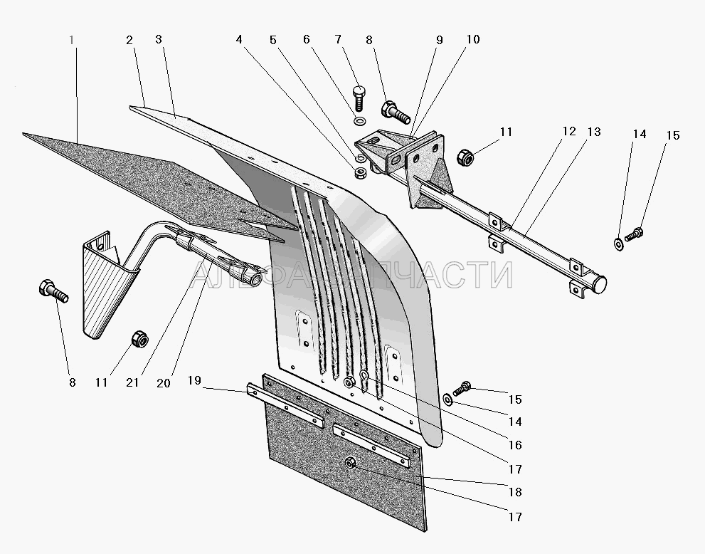 Установка передних брызговиков (251648-П29 Гайка М14х1,5-6Н) 