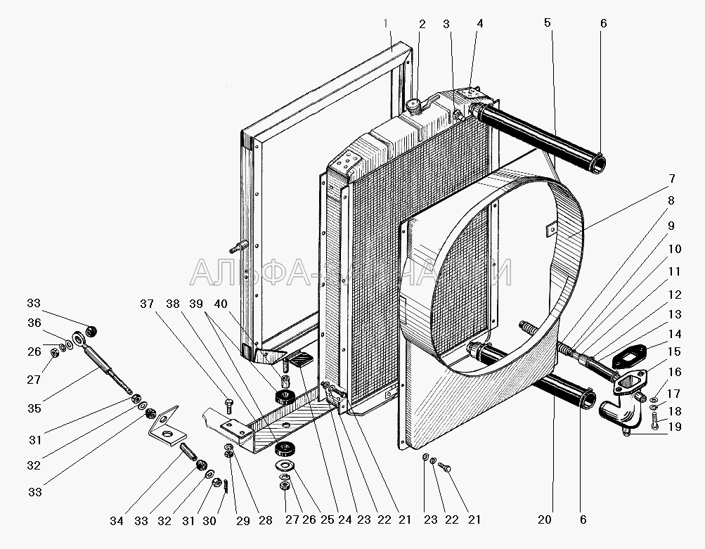 Радиатор системы охлаждения (201501-П29 Болт М10-6gх35) 